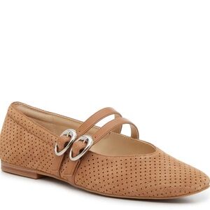 Dolce Vita Tan Perforated Flats with Buckle Detail